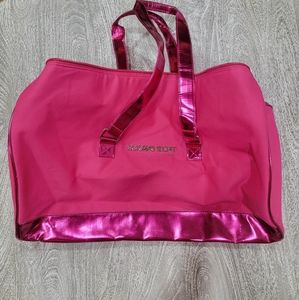 Victoria's Secret Hot Pink Tote Bag with pink striped inside